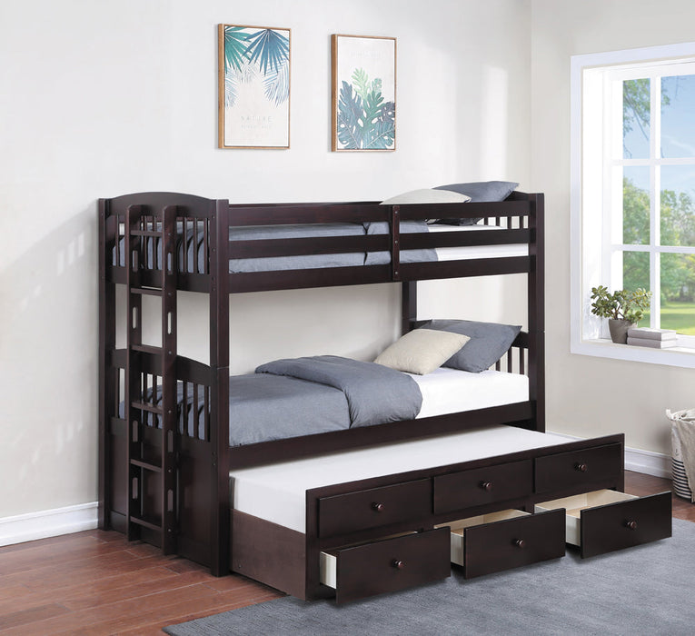 Coaster Kensington Twin Over Twin Bunk Bed with Trundle Cappuccino Default Title