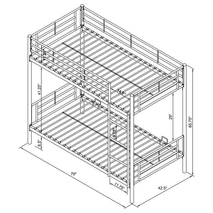 Coaster Hayward Twin Over Twin Bunk Bed Silver Default Title