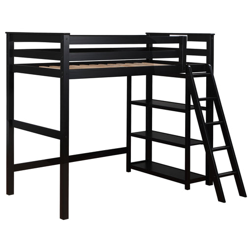Coaster Anica 3-shelf Wood Twin Loft Bed Black Black