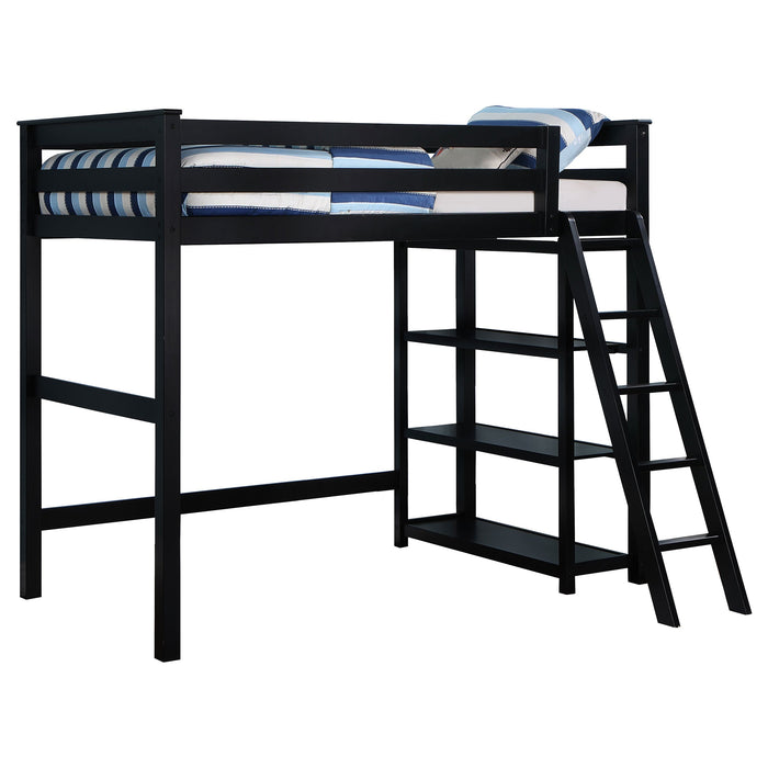 Coaster Anica 3-shelf Wood Twin Loft Bed Black Grey