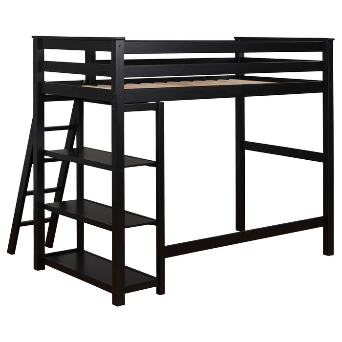 Coaster Anica 3-shelf Wood Twin Loft Bed Black Grey