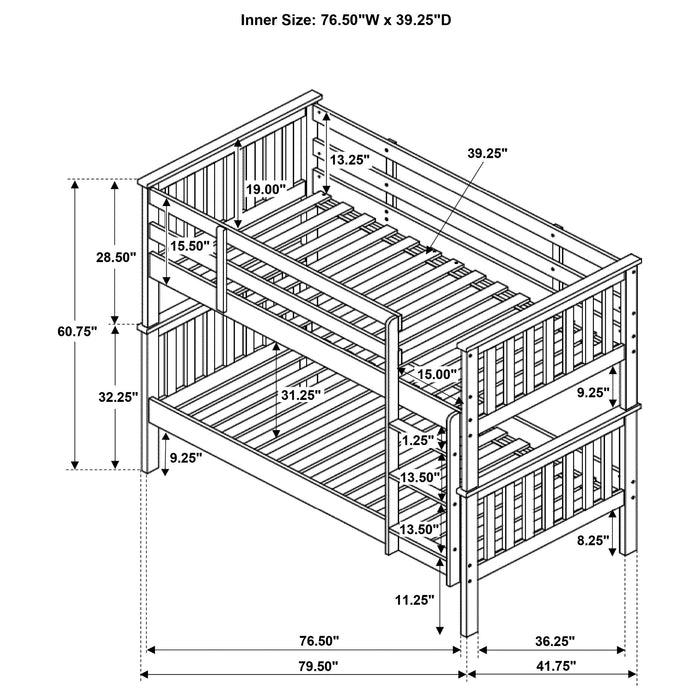 Coaster Chapman Twin Over Twin Bunk Bed White Default Title