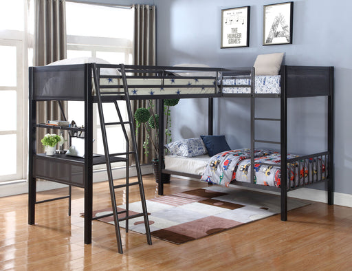 Coaster Meyers 2-piece Metal Twin Over Twin Bunk Bed Set Black and Gunmetal Default Title