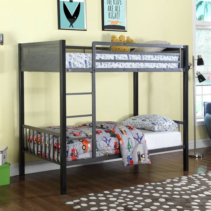 Coaster Meyers Twin Over Twin Metal Bunk Bed Black and Gunmetal Default Title