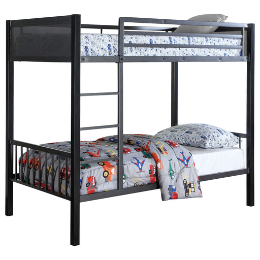 Coaster Meyers Twin Over Twin Metal Bunk Bed Black and Gunmetal Default Title