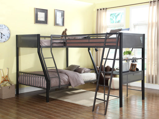 Coaster Meyers 2-piece Metal Twin Over Full Bunk Bed Set Black and Gunmetal Default Title