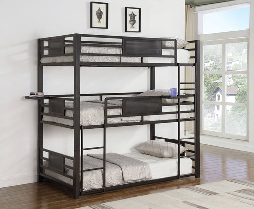 Coaster Rogen Twin Triple Bunk Bed Dark Bronze Default Title