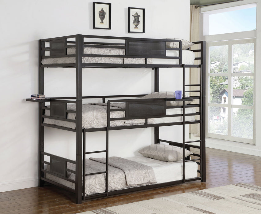 Coaster Rogen Twin Triple Bunk Bed Dark Bronze Default Title