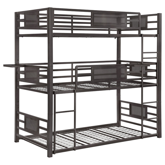 Coaster Rogen Twin Triple Bunk Bed Dark Bronze Default Title