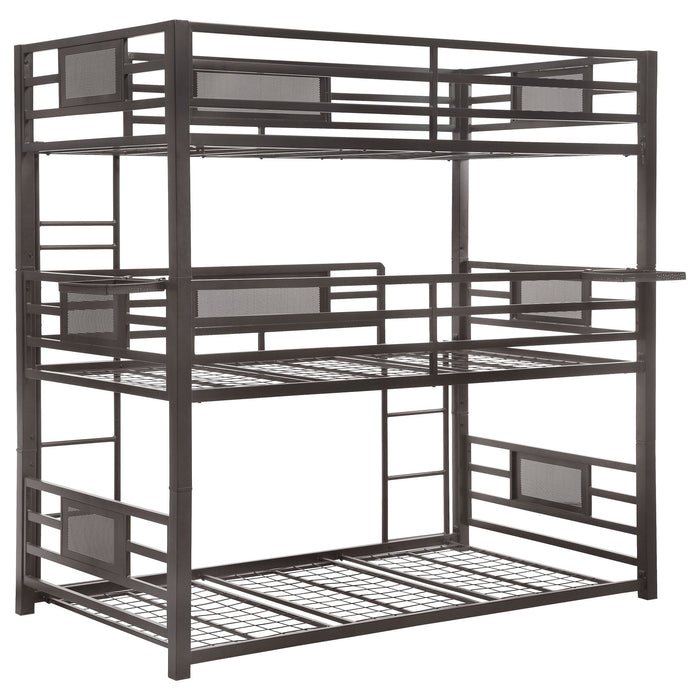 Coaster Rogen Twin Triple Bunk Bed Dark Bronze Default Title