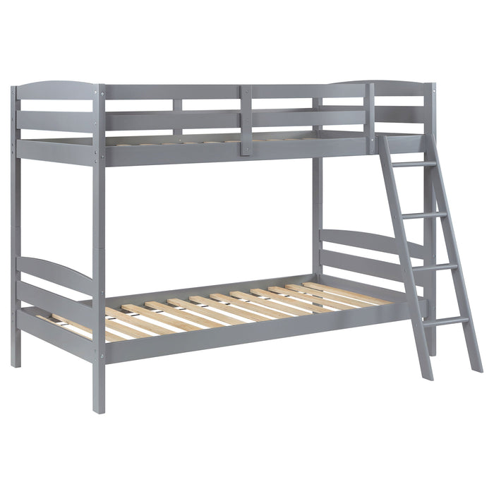 Coaster Rhea Wood Twin Over Twin Bunk Bed Grey Default Title