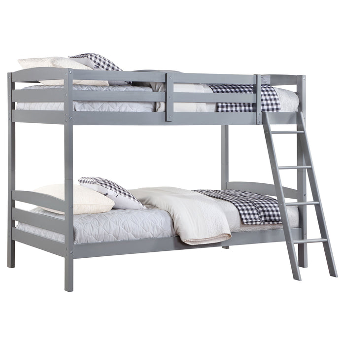 Coaster Rhea Wood Twin Over Twin Bunk Bed Grey Default Title