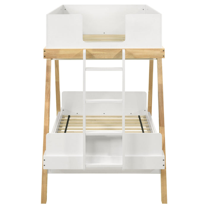 Coaster Frankie Wood Twin Over Twin Bunk Bed White and Natural Grey