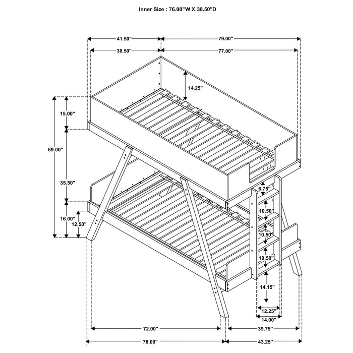 Coaster Frankie Wood Twin Over Twin Bunk Bed White and Natural Grey