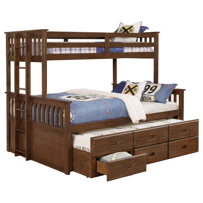 Coaster Atkin Twin Extra Long over 3-drawer Bunk Bed Weathered Walnut Default Title