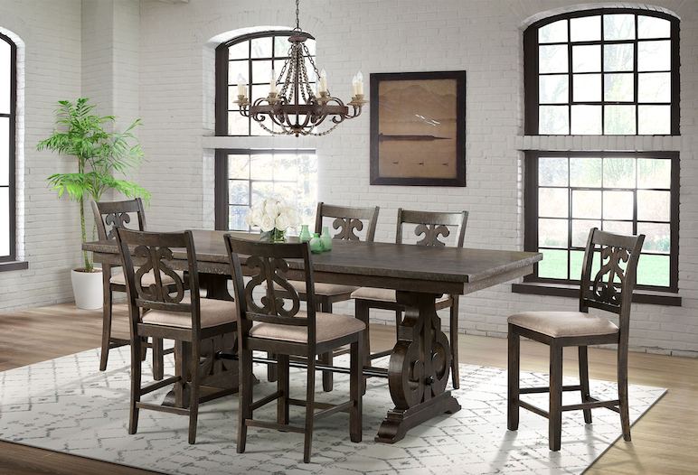 Stone Charcoal Counter Height Dining Room Set