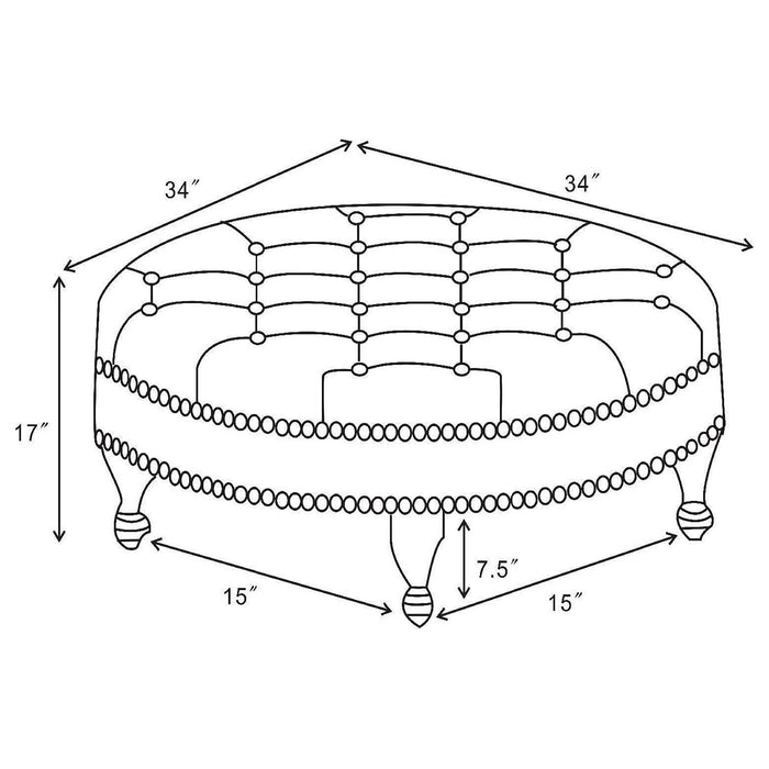 Coaster Elchin Round Upholstered Tufted Ottoman Oatmeal Default Title