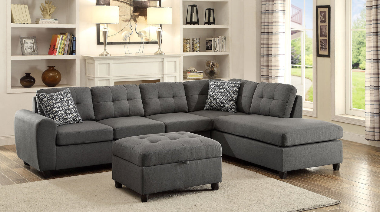 Coaster Stonenesse Upholstered Tufted Sectional with Storage Ottoman Grey Default Title