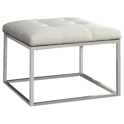 Coaster Swanson Upholstered Tufted Ottoman White and Chrome Default Title