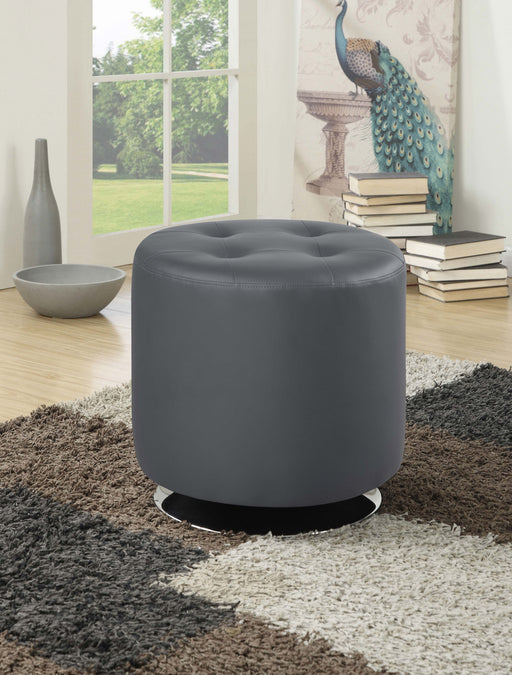 Coaster Bowman Round Upholstered Ottoman Grey Default Title