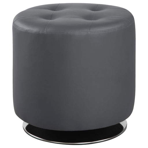 Coaster Bowman Round Upholstered Ottoman Grey Default Title
