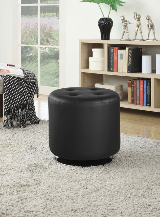 Coaster Bowman Round Upholstered Ottoman Black Default Title