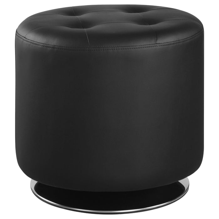 Coaster Bowman Round Upholstered Ottoman Black Default Title