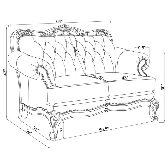 Coaster Victoria Tufted Back Loveseat Tri-tone and Brown Default Title