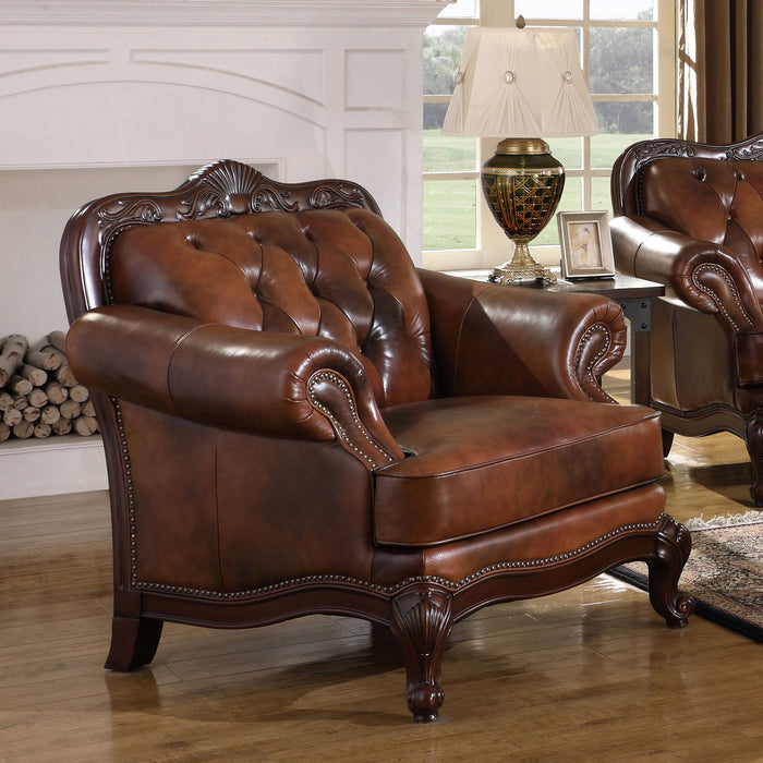 Coaster Victoria Rolled Arm Chair Tri-tone and Brown Default Title