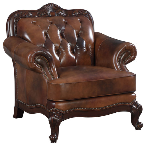 Coaster Victoria Rolled Arm Chair Tri-tone and Brown Default Title