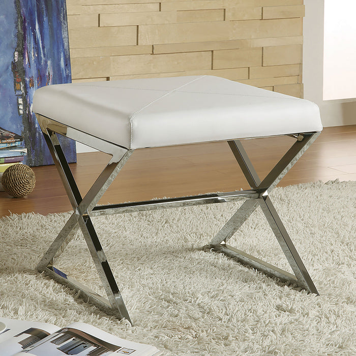 Coaster Rita X-cross Square Ottoman White and Chrome Default Title