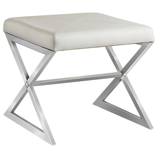 Coaster Rita X-cross Square Ottoman White and Chrome Default Title