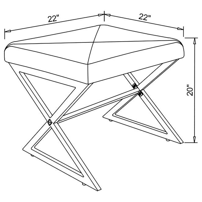 Coaster Rita X-cross Square Ottoman White and Chrome Default Title