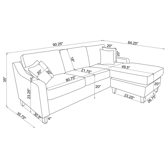 Coaster Mcloughlin Upholstered Sectional Platinum Default Title