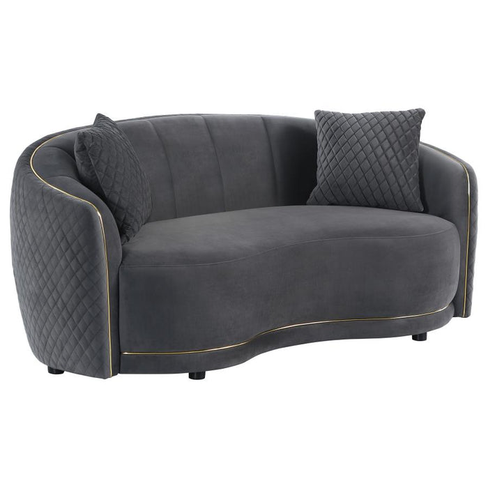 Brookside 2-piece Velvet Upholstered Sofa Set Dark Grey