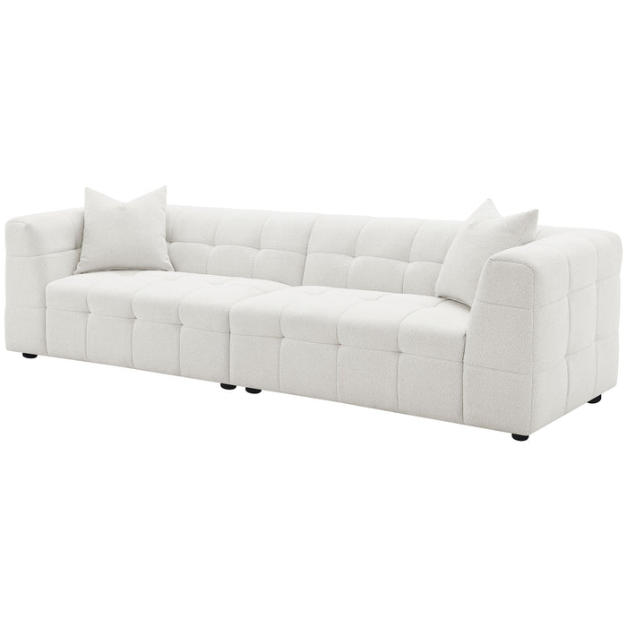 Everly Boucle Upholstered Extra Long Sofa Off White