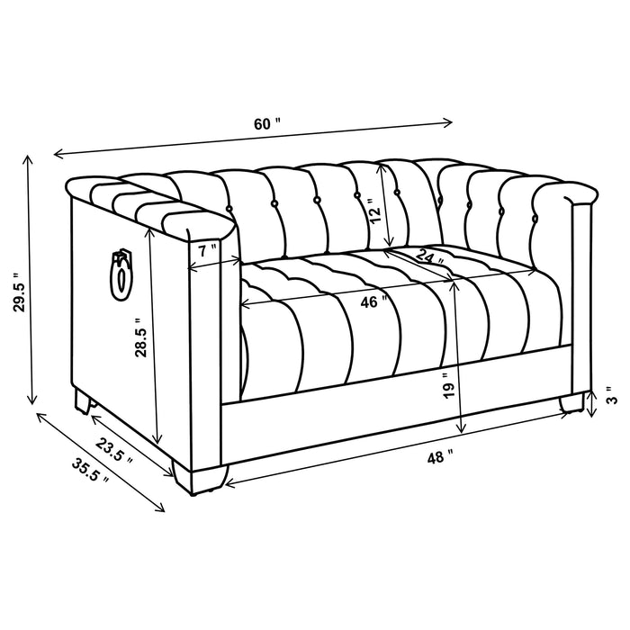 Coaster Chaviano 2-piece Upholstered Tufted Sofa Set Pearl White Sofa+Loveseat+Armchair+Ottoman