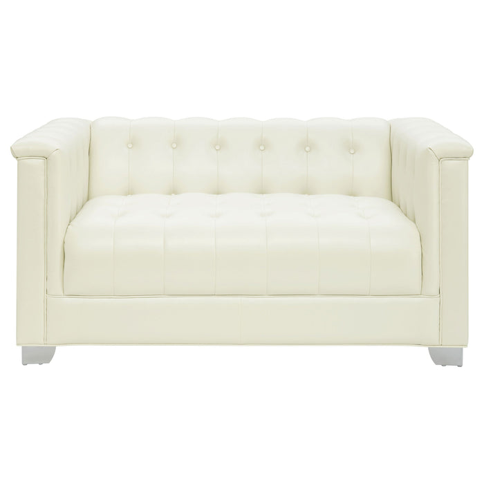 Coaster Chaviano 2-piece Upholstered Tufted Sofa Set Pearl White Sofa+Loveseat+Armchair+Ottoman