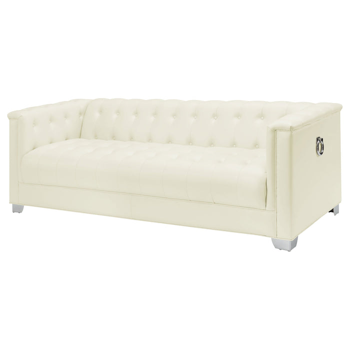 Coaster Chaviano Tufted Upholstered Sofa Pearl White Default Title