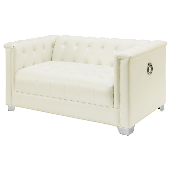 Coaster Chaviano Tufted Upholstered Loveseat Pearl White Default Title