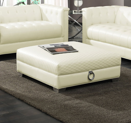 Coaster Chaviano Upholstered Ottoman Pearl White Default Title