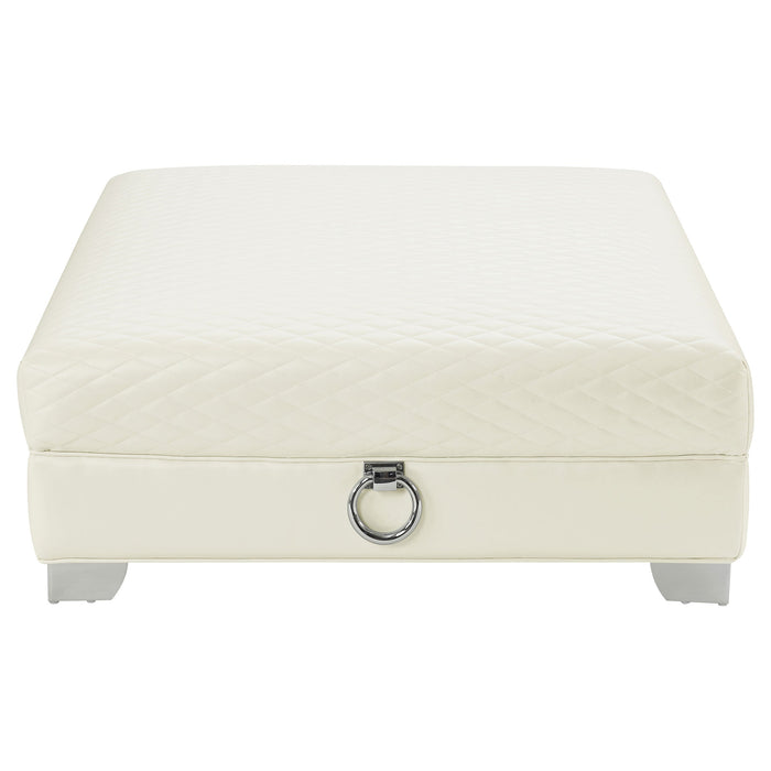 Coaster Chaviano Upholstered Ottoman Pearl White Default Title