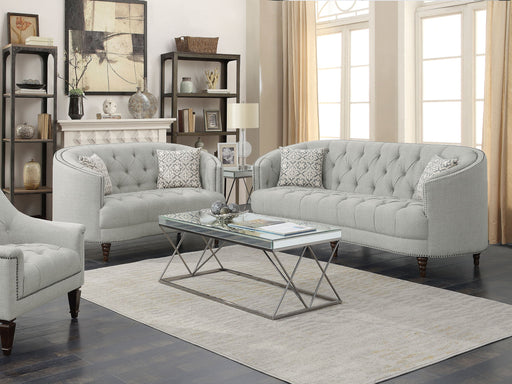 Coaster Avonlea Upholstered Tufted Living Room Set Grey Sofa+Loveseat