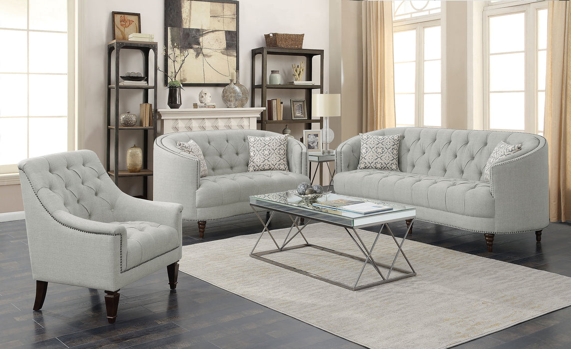 Coaster Avonlea Upholstered Tufted Living Room Set Grey Sofa+Loveseat+Armchair