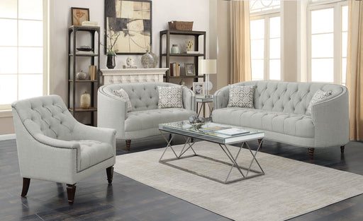 Coaster Avonlea Upholstered Tufted Living Room Set Grey Sofa+Loveseat+Armchair