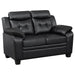 Coaster Finley Upholstered Pillow Top Arm Living Room Set Black Sofa+Loveseat+Armchair