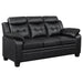 Coaster Finley Upholstered Pillow Top Arm Living Room Set Black Sofa+Loveseat+Armchair