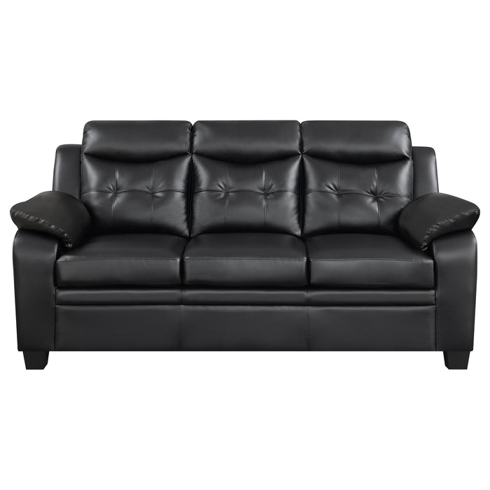 Coaster Finley Upholstered Pillow Top Arm Living Room Set Black Sofa+Loveseat+Armchair