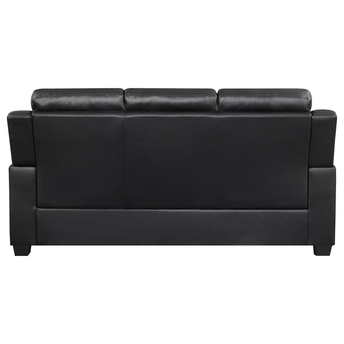 Coaster Finley Upholstered Pillow Top Arm Living Room Set Black Sofa+Loveseat+Armchair