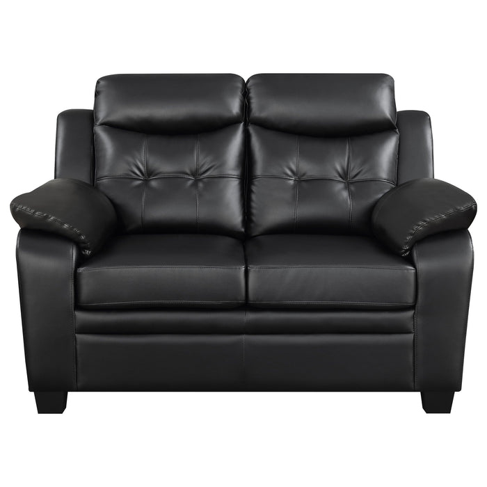 Coaster Finley Upholstered Pillow Top Arm Living Room Set Black Sofa+Loveseat+Armchair